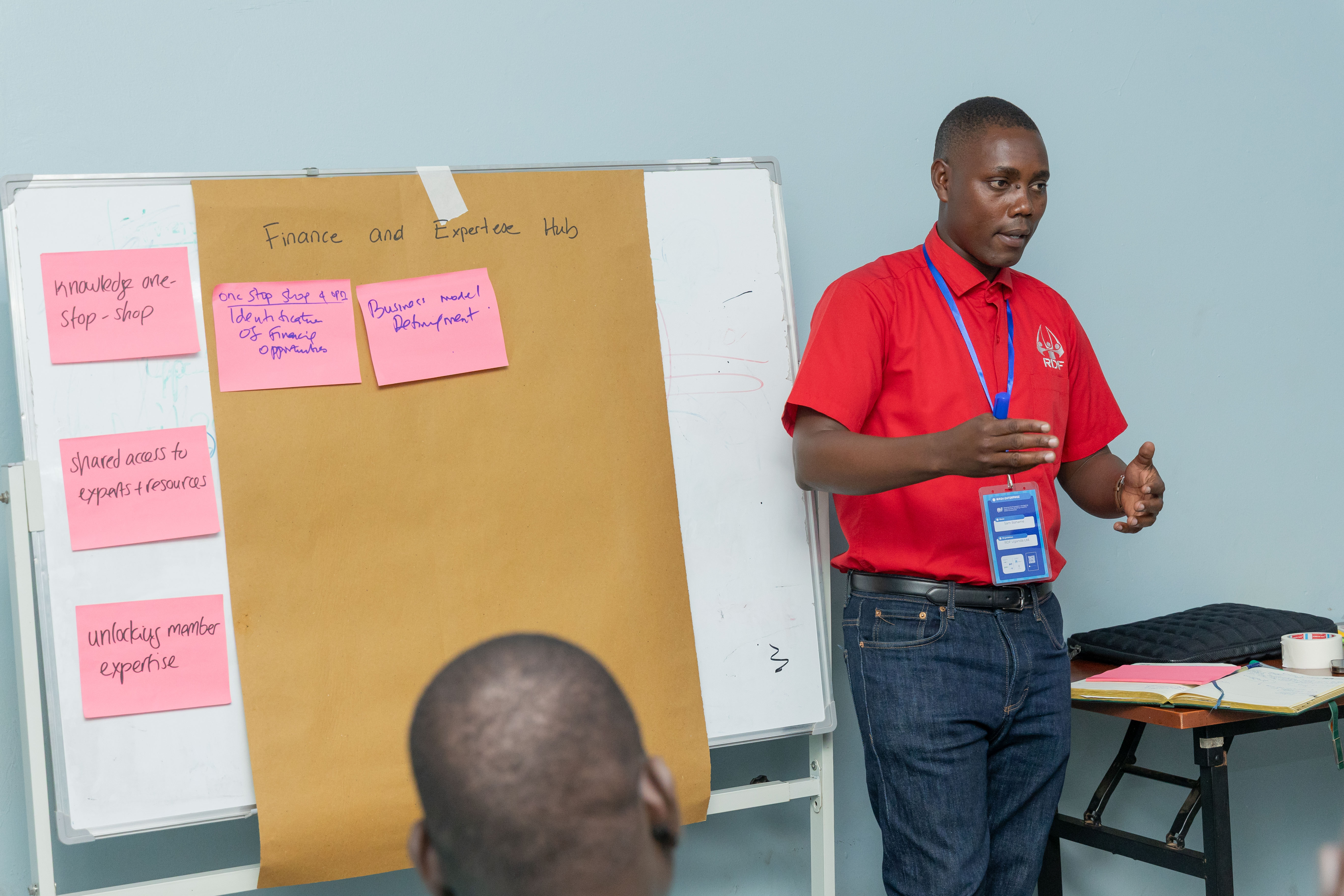 RDF staff member leading a Majipreneurs Summit 2026 breakout session on building a Finance and Expertise Hub for WASH enterprises